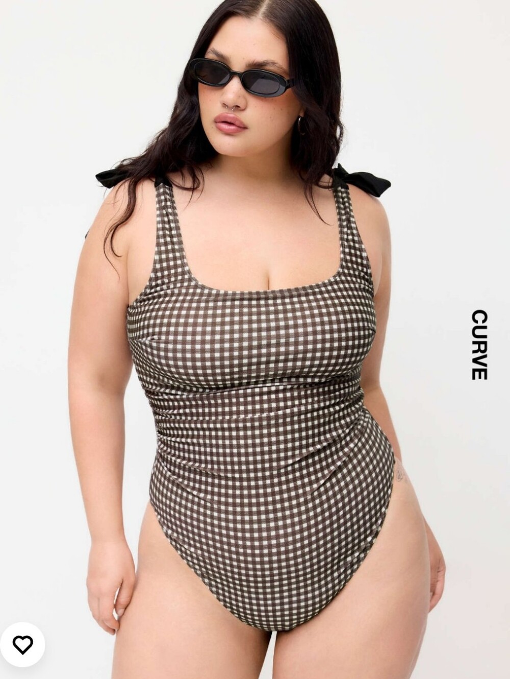 Cider Curve Shaping Gingham One-Piece Swimsuit in Brown